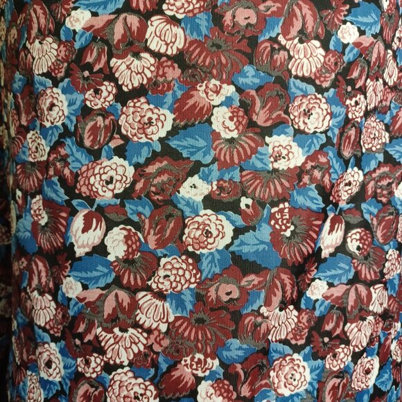 Vintage 70s Dark Floral Loose Fit Top, M/L - Picture 6 of 8